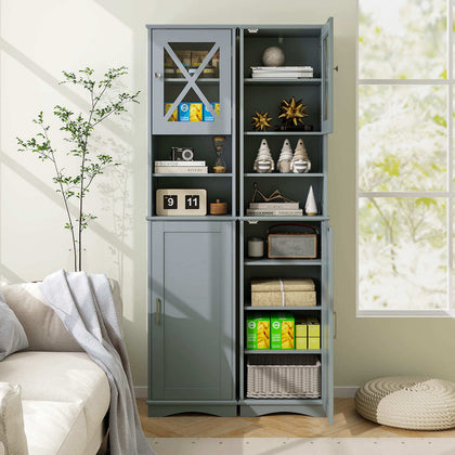 67” Tall Bathroom Cabinet Home Office Floor Cabinet with 5 Adjustable Shelves