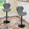 Set of 2 Swivel Barstools Grey PU Leather Bar Chairs Kitchen Pub Counter Stools