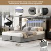 Upholstered Bed 4ft6 Double LED Hydraulic Bed Frame with Ottoman Storage