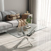 Glass Coffee Table With Chrome X Modern LivingRoom Furniture Tea Sofa Side Table
