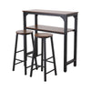 Vintage 3 Piece Breakfast Counter Bar Table and Stools Set with Storage Shelves