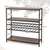 5-tier Wine Rack Table Freestanding Bar Wine Racks With 4 Rows of Glass Holders