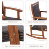 3 Pcs Outdoor Patio Rocking Chair Acacia Wood Rocker Side Table Set Brown