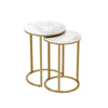 Set of 2 Luxury Accent End Side Table Minimalist Round Coffee Table Golden Frame