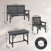 Wooden Dining Set Outdoor Garden Furniture 6 Seater Loveseat Chair Table Grey