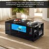 LED Coffee Table Wooden 2 Drawer Storage High Gloss Modern Living Room Furniture