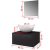 3 Piece Wall-mounted Bath Furniture Basin Cabinet Vanity Unit Mirror Black Q0L1
