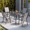 Garden Table Folding Mesh Chair Balcony Coffee Bistro Furniture w/ Umbrella Hole