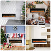 60inch Electric Fireplace Crystals LED Fire Heater Inset Wall/Freestanding Black