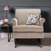 Upholstered Velvet Wingback Chair Armchair Sofa Wooden Legs Padded Seat Wheeled
