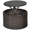Outdoor Rattan Daybed Garden Patio Sectional Furniture Set W/ Retractable Canopy