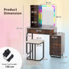 RGB Vanity Table Set w/ Wireless Charging Station-Brown