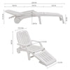Resin Reclining Sun Loungers 5 Positions Adjustable Foldable Chair with Wheels