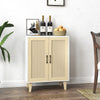 Wood Sideboard Buffet Storage Cabinet Cupboard with 2 Doors Rattan Decorating UK