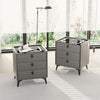 LED Bedside Table 3 Drawers Wireless Charging Side Cabinet Black Nightstand Tcol