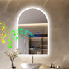 Anti Fog Arch LED Bathroom Mirror Wall Mounted Bluetooth Speaker Digital Display