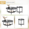 Round Coffee Table Set of 2 for Living Room Black Stacking Nesting Table