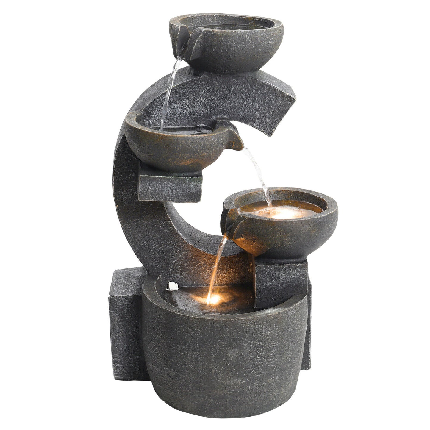 Garden Water Feature Fountain LED Lights Indoor Outdoor Statue Electric Powered