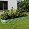 Galvanised Raised Garden Bed Metal Planter Box w/Open Bottom, Grey/Green/Sliver