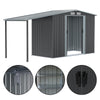 8 x 4ft Galvanized Metal Garden Storage Bike Tools Shed with Open Shed BBQ Party