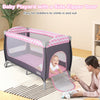 4 in 1 Infant Nursery Center with Bassinet & Changing Table Pink