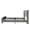 DOUBLE BED FRAME 4FT6 UPHOLSTERED PLATFORM WITH HEADBOARD AND SOLID WOODEN SLATS