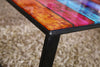 Modern Glass Coffee Table Side End Table Black Metal Legs Living Room Furniture