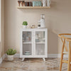 Sideboard Kitchen Buffet Cupboard Console Table with Glass Doors Cabinet 2 Shelf
