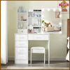 White Dressing Table With LED Lights Mirror 6 Shelves Stool Vanity Makeup Desk