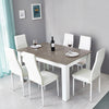Solid Dining Table and Chairs Set w/ 6 PU Faux Leather Seat Kitchen Furniture
