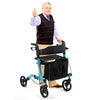 Folding Aluminum Walker Four Wheels Medical Rollator with Seat & Carrying Bag