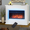 Fireplace Electric LED Log Fire Flame White Suite FreeStanding Heater Set 34inch