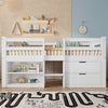 Kids Children's Bed Cabin Bed Mid Sleeper with Drawers Storage Bed Frame White
