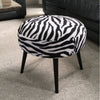 Handmade Zebra Fabric Round Pouffe Footstool with Black Metal Legs Boho stool