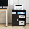 Wood Open Shelf Printer Stand Office File Storage Cabinet Side Table with Wheels
