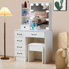 New LED Dressing Table Makeup Desk With Stool Mirror Bedroom Vanity Set White UK