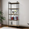 5 Tier Bookcase Bookshelf Industrial Wooden Storage Shelf Metal Frame 180cm UK
