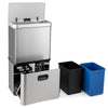 Motion Sensor Garbage Can with 2 Removable Waste Bins-Silver