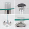 Tempered Glass Round Glass Side Table Coffee Table 2 Tier Nightstand Beside Sofa