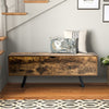 Wooden Shoe Bench with Storage Bin Chest Rustic Brown Trunk Box Bedroom Hallway