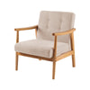Nordic Solid Wooden Armchair Button Cushion Chair Lounge Single Sofa Fabric Seat
