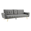 Lora Sofa Bed 3 Seater Faux Leather Click Clack with 2 Cup Holders - Grey