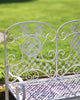 Deluxe 'Celine' Ornate Two Seater Garden Bench in Antique White