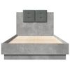 Bed Frame with Headboard and LED Lights Concrete Grey 90x190 cm Single vidaXL