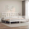 Bed Frame with Headboard White 200x200 Solid Wood K3G0