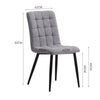 Set of 4 Grey Linen Fabric Dining Chairs Vintage Checker Padded Seat Metal Legs
