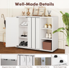 Shoe Cabinet Wooden White Storage Cupboard Double Doors Adjustable Shelves Hall