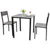 3 Pcs Compact Dining Table 2 Chairs Set Wooden Metal Legs Kitchen Breakfast Bar
