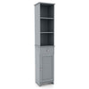 Freestanding Bathroom Storage Cabinet with 3 Open Shelves & Door Cabinet Grey