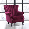 Velvet Chair Sofa Armchair High Wing Back Tub Scalloped Rivet Padded Seat Lounge